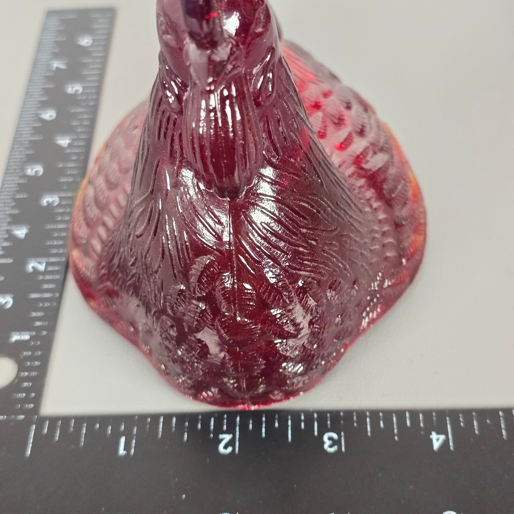 Vintage Ruby Red Slag Glass Rooster Candy Dish Pedestal Covered Compote 2pc - Picture 13 of 14